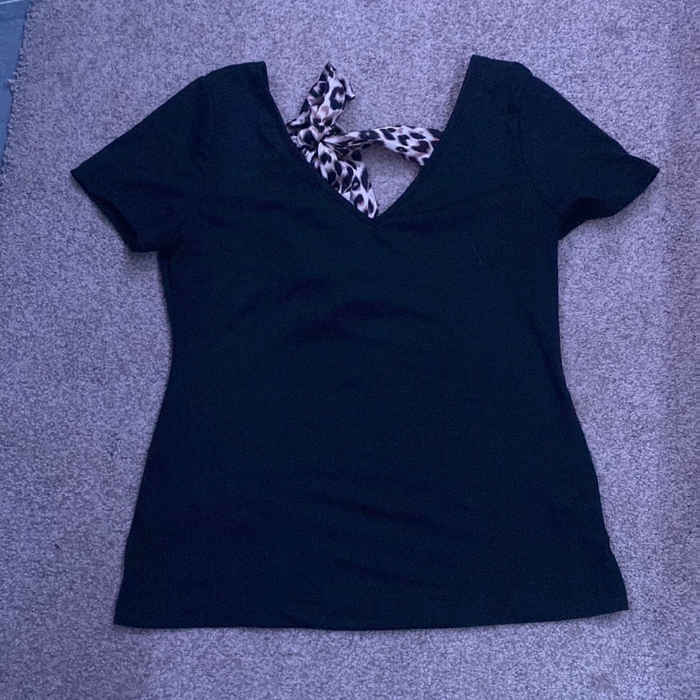 Shein Top With Cheetah Print Tie